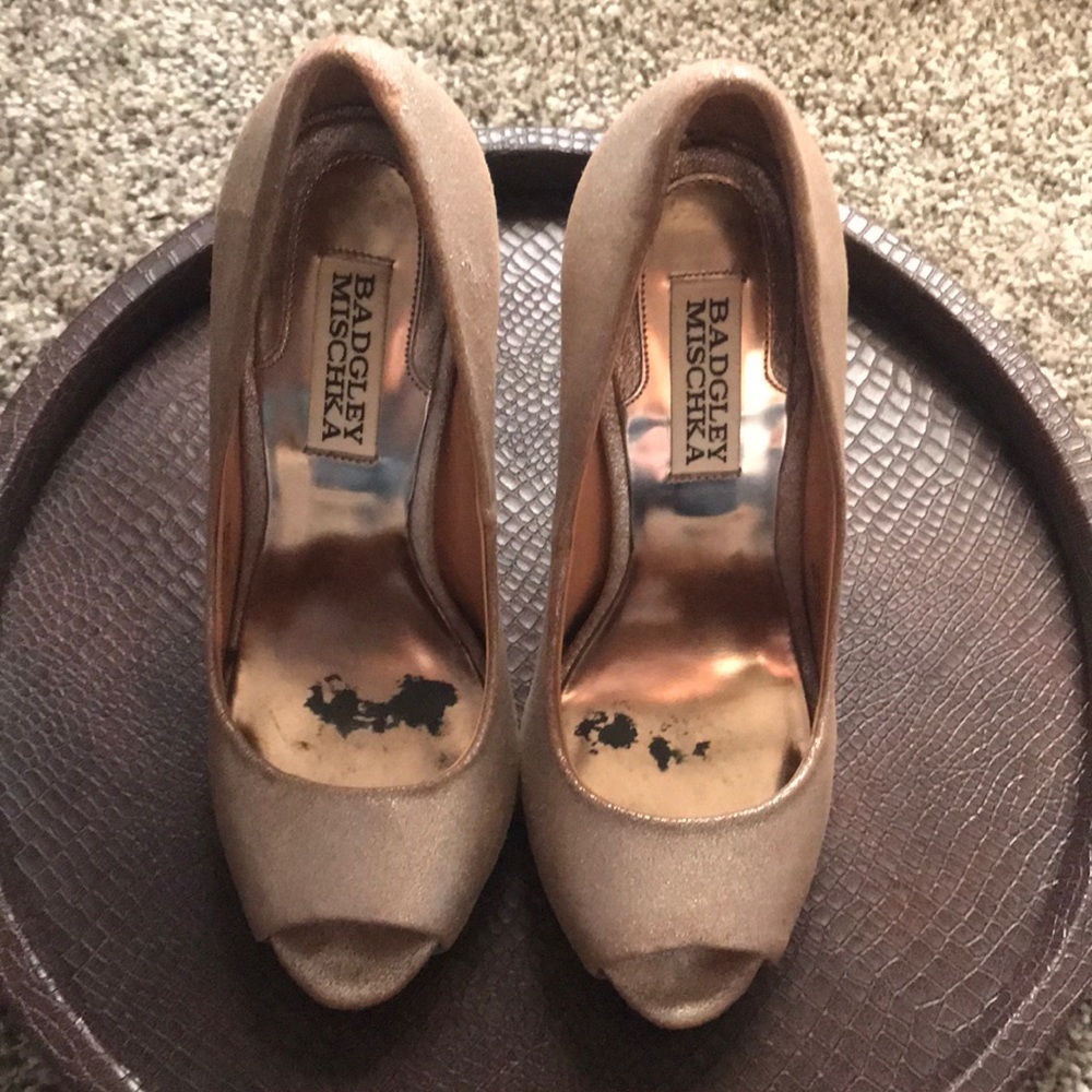 Metallic Brushed Suede Peep toe Stiletto